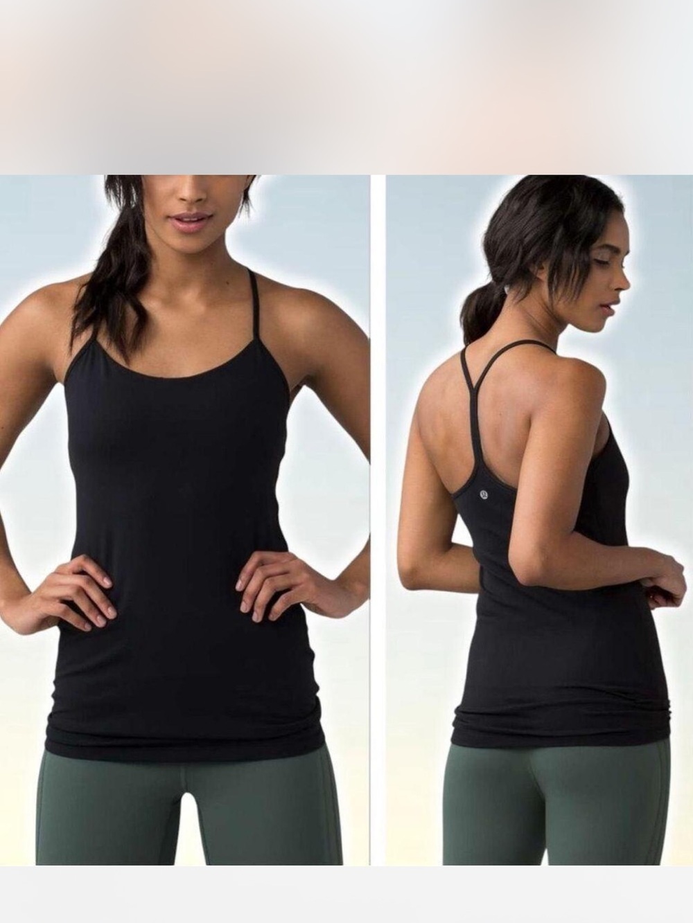 lululemon athletica black racerback yoga tank top built in bra athletic camisole
